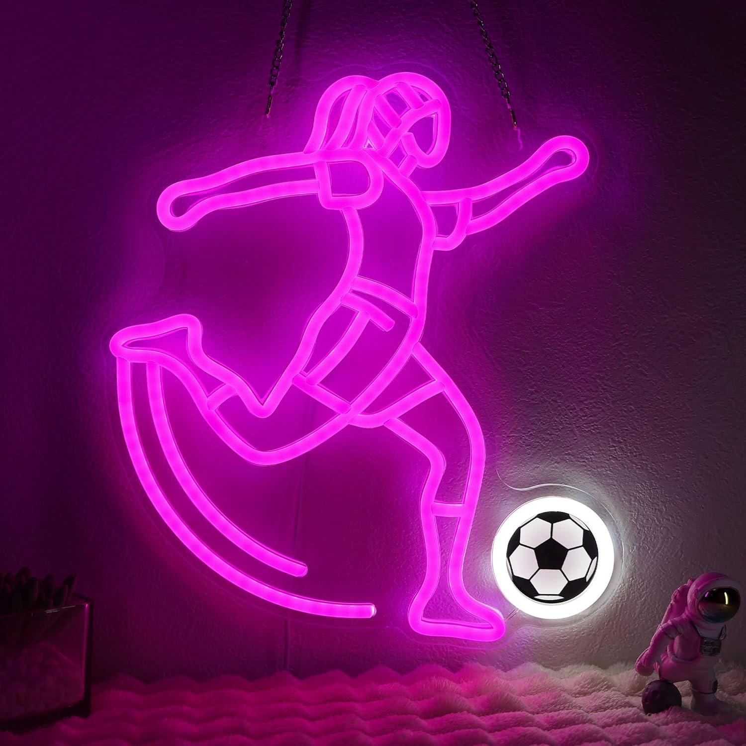 Lighting Decor For Bedroom - Soccer Neon Sign Sport USB Powered