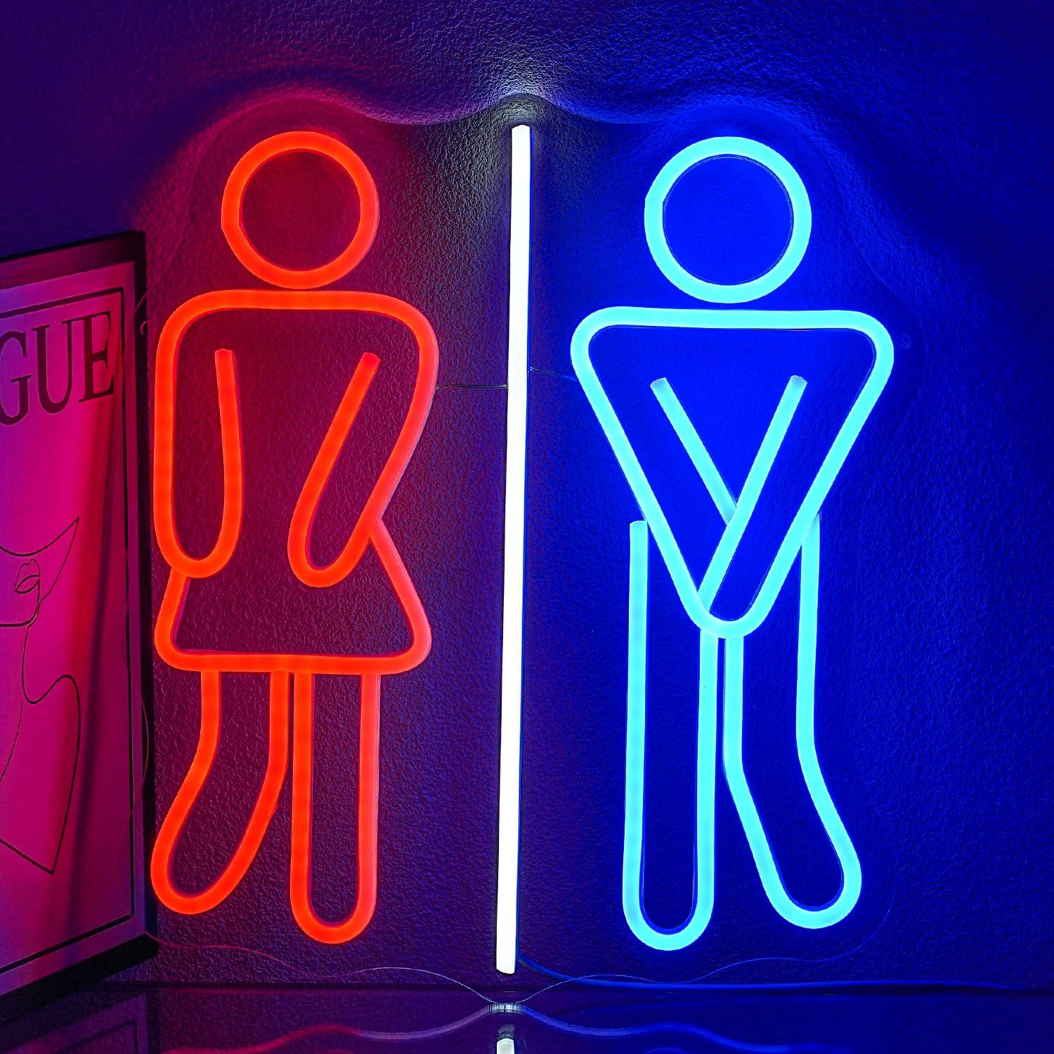 Lighting Decor For Bedroom - Restroom Neon Signs Toilets USB Dimmable