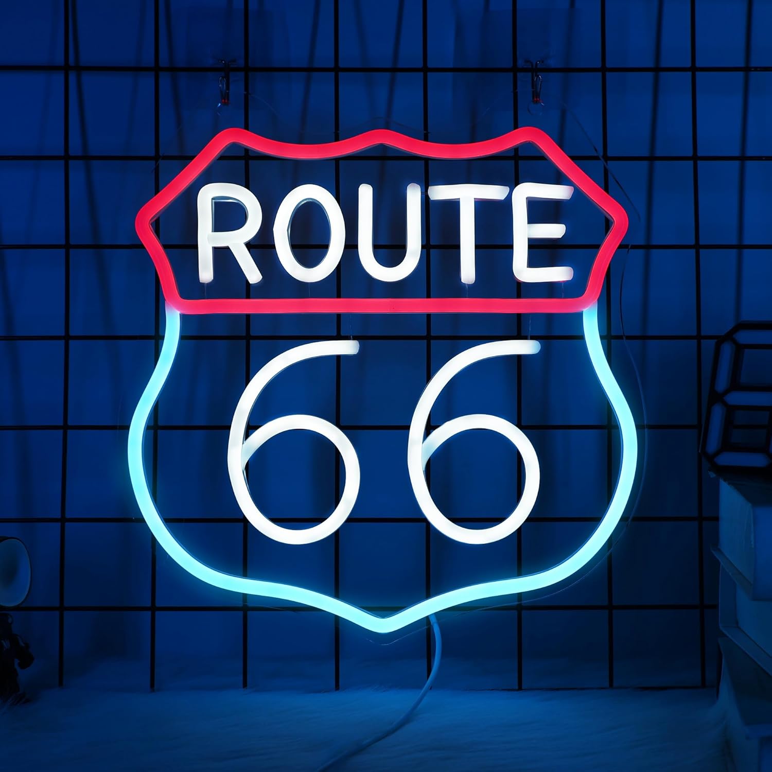 Garage Lighting Decor - Route 66 Neon Sign Art Wall