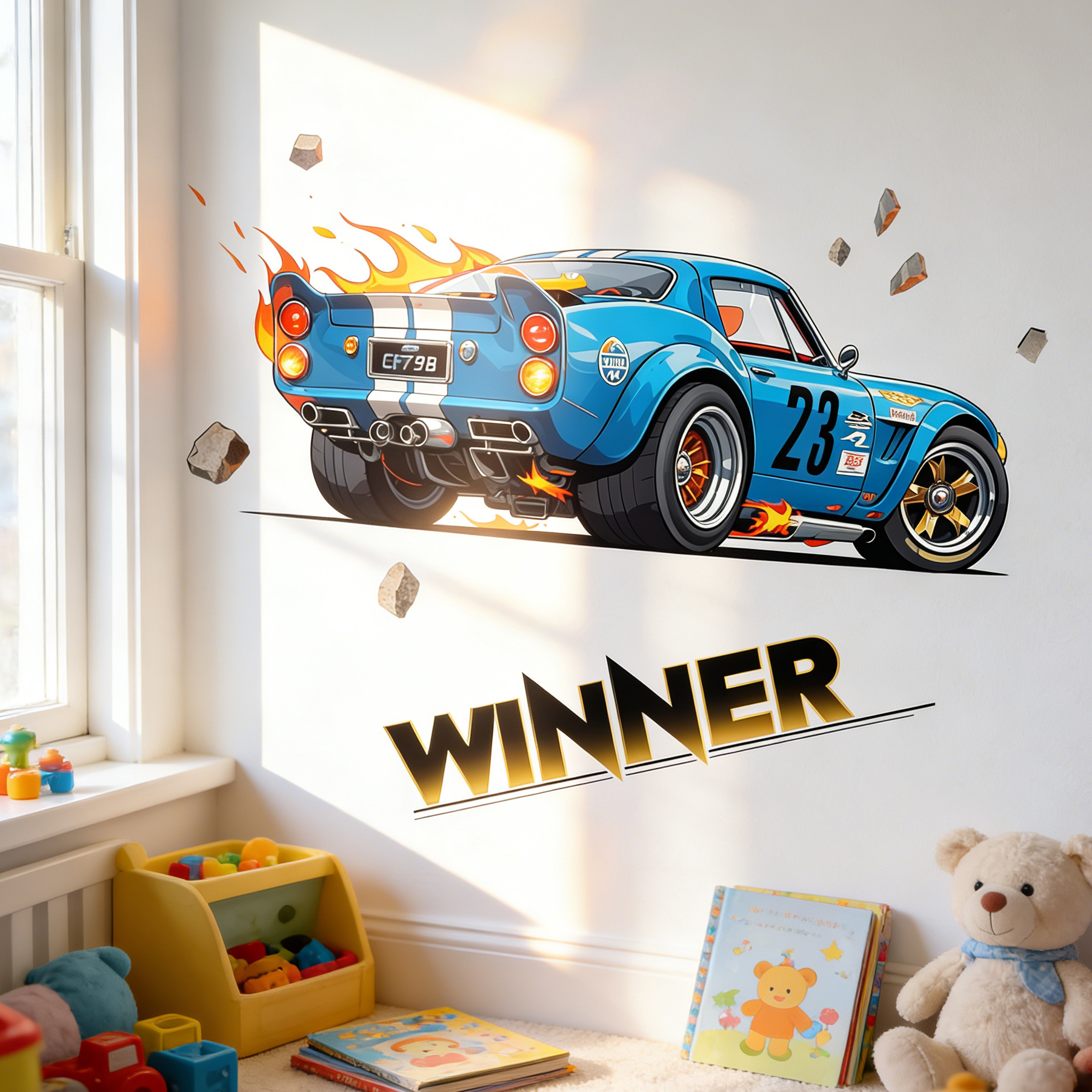 Lighting Mcqueen Bedroom Decor - Children's Room Wall Decor Racing Stickers