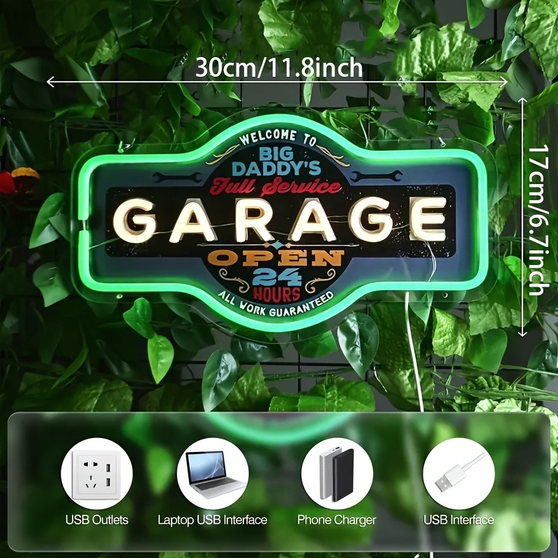 Retro Garage LED Neon Sign UV  – Garage Lighting Decor recenzja i cena