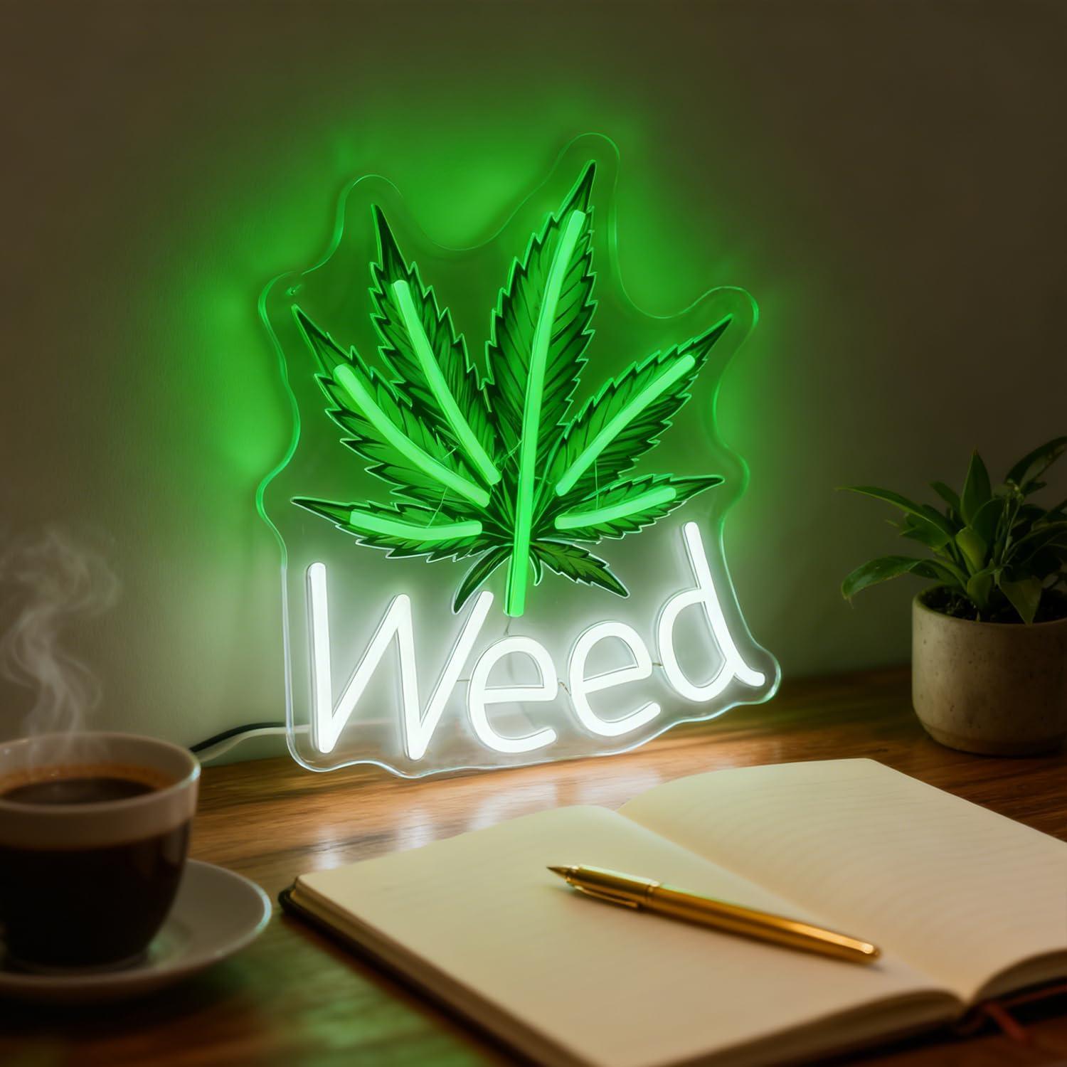 Weed Neon Sign Leaf LED Lights – Garage Lighting Decor recenzja i cena