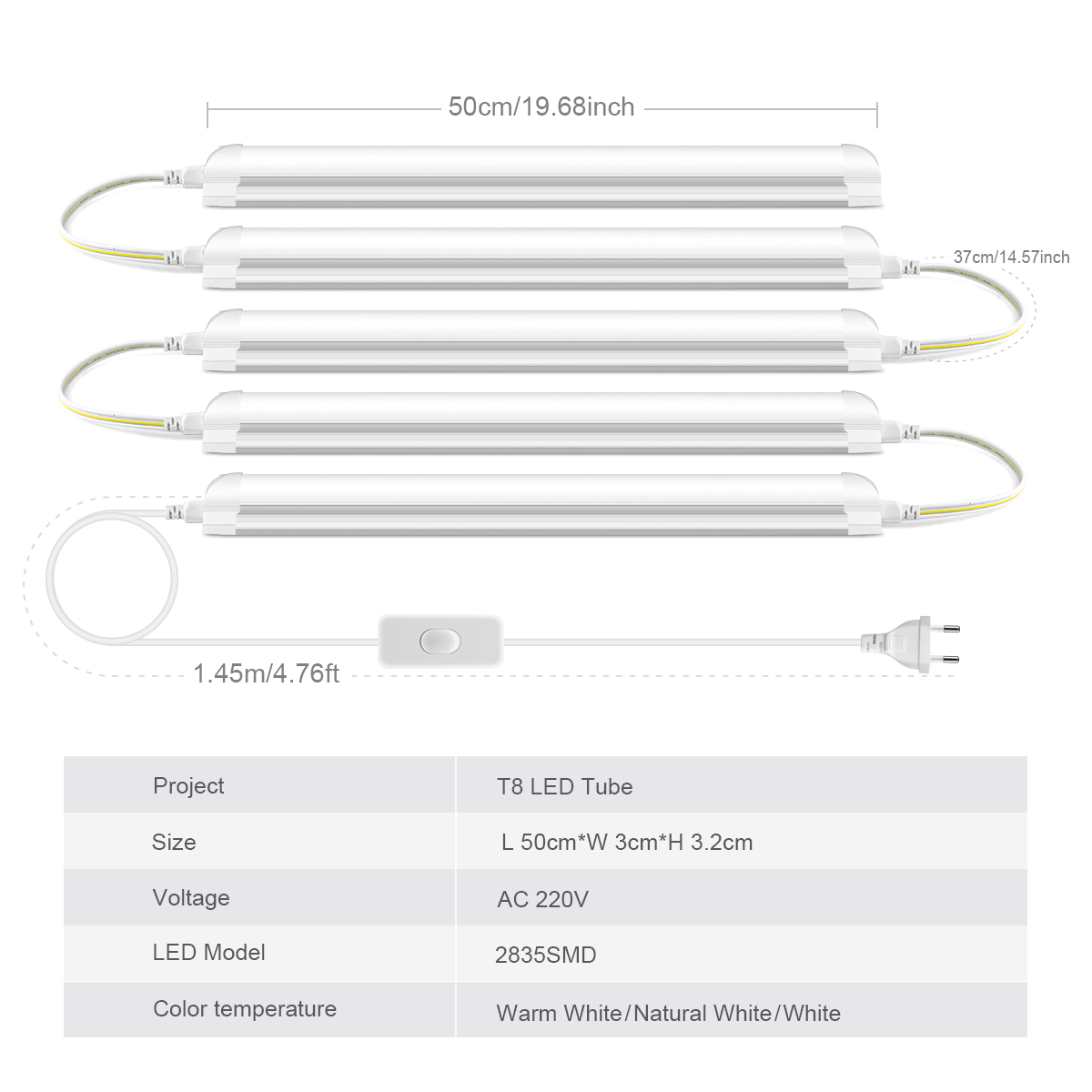 T8 50cm Series Connection LED  – Garage Lighting Decor recenzja i cena