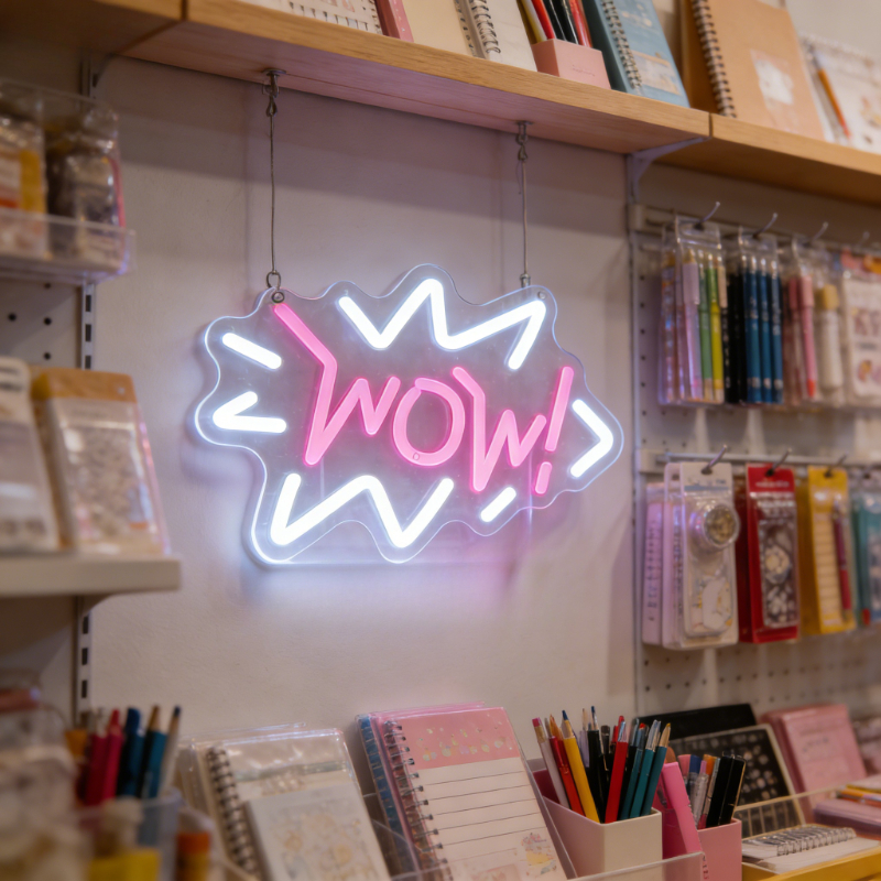 Wow Neon Sign LED Night Light  – Lighting Decor Wow recenzja i cena