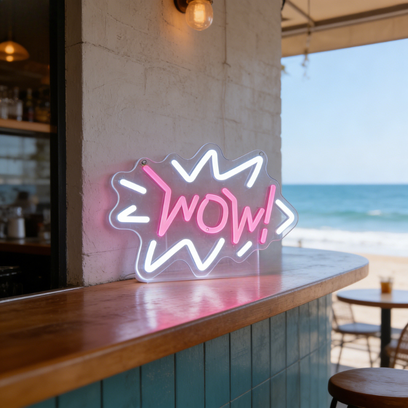 Wow Neon Sign LED Night Light  – Lighting Decor Wow recenzja i cena