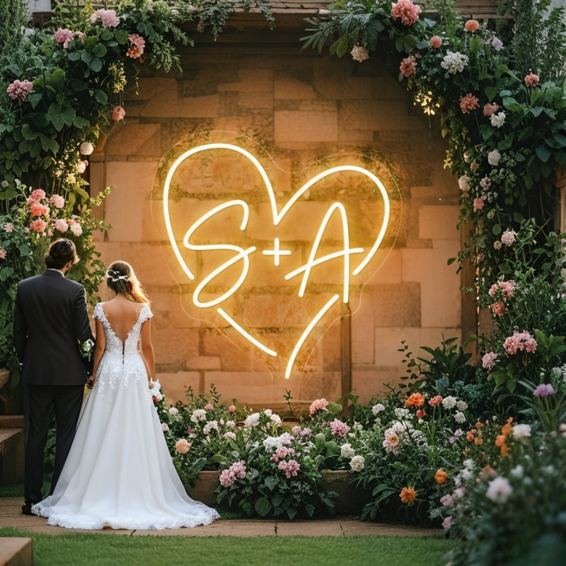 Custom Initials Heart LED Neon – Wedding Lighting And Decor recenzja i cena