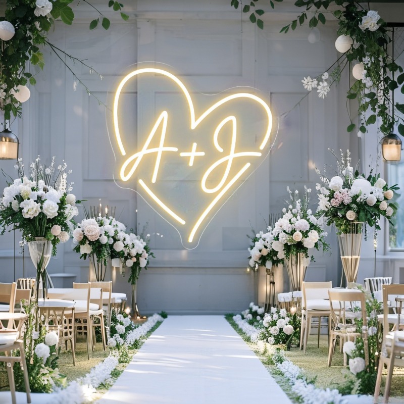Custom Initials Heart LED Neon – Wedding Lighting And Decor recenzja i cena