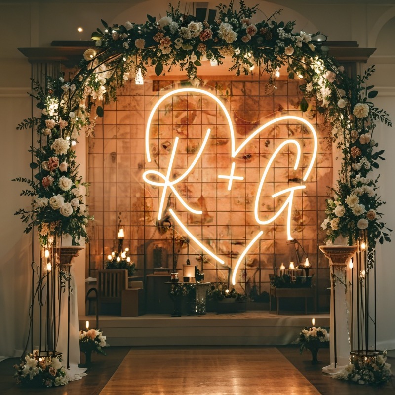Custom Initials Heart LED Neon – Wedding Lighting And Decor recenzja i cena