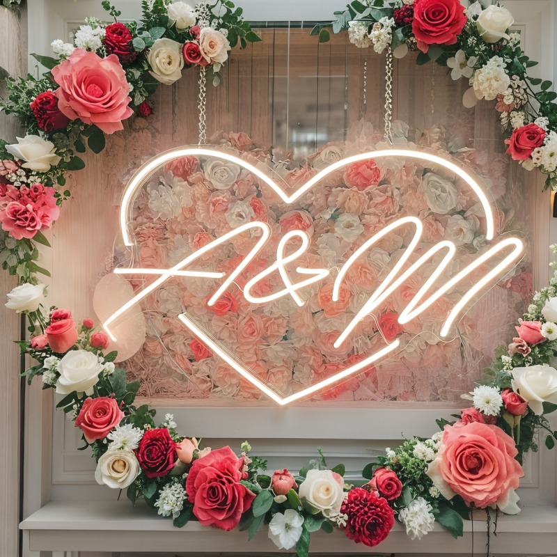 Custom Initials Heart LED Neon – Wedding Lighting And Decor recenzja i cena