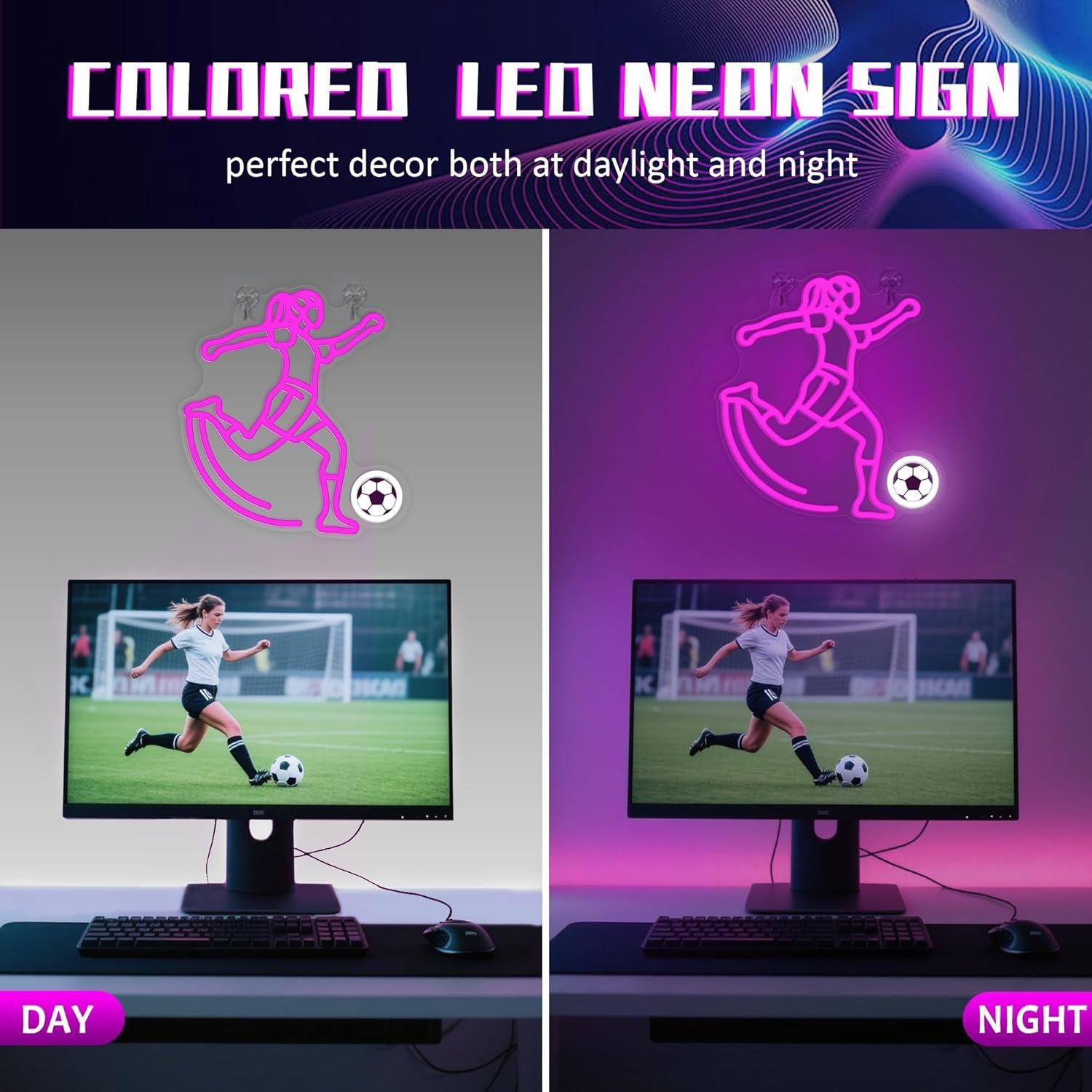 Soccer Neon Sign Sport USB Pow – Lighting Decor For Bedroom recenzja i cena
