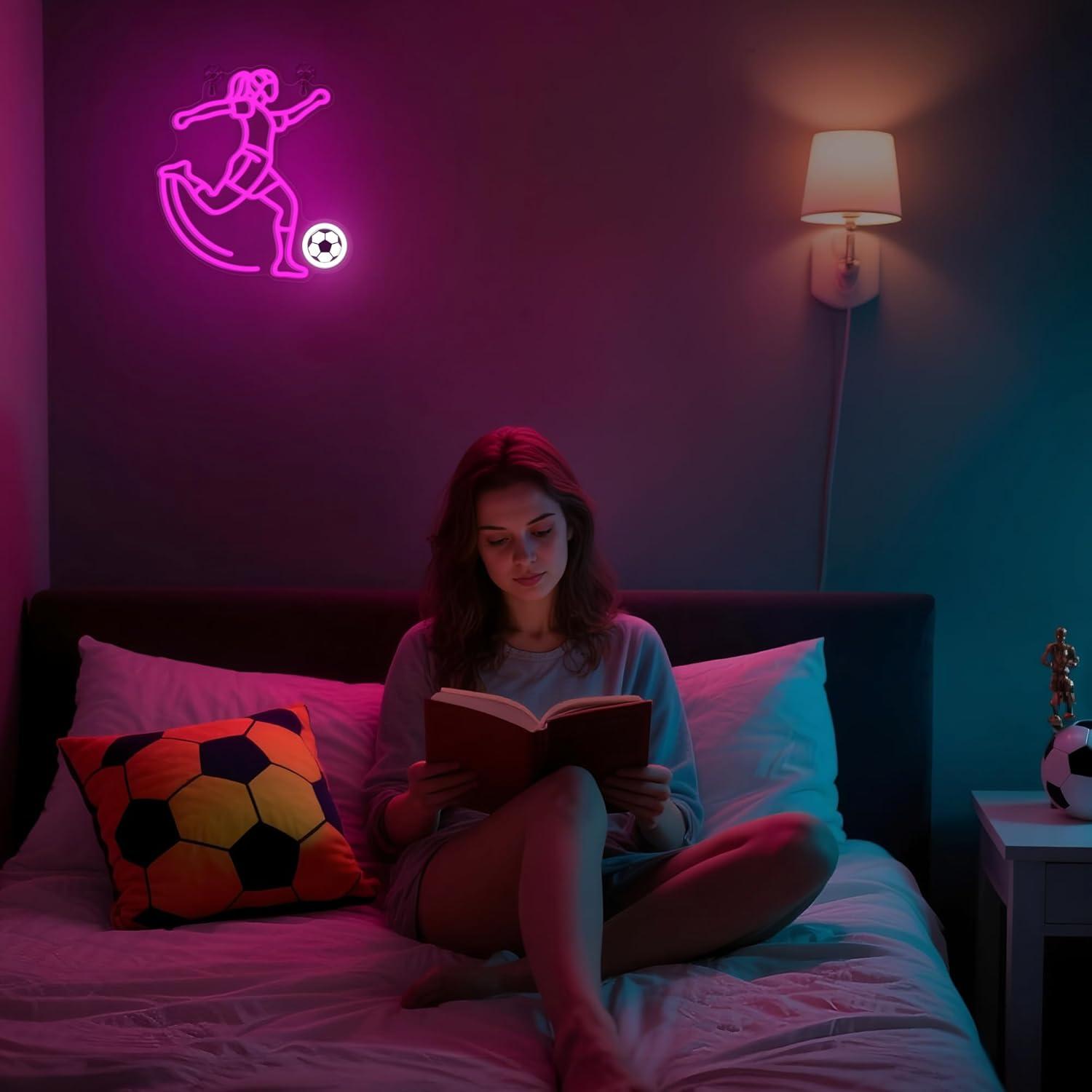 Soccer Neon Sign Sport USB Pow – Lighting Decor For Bedroom recenzja i cena