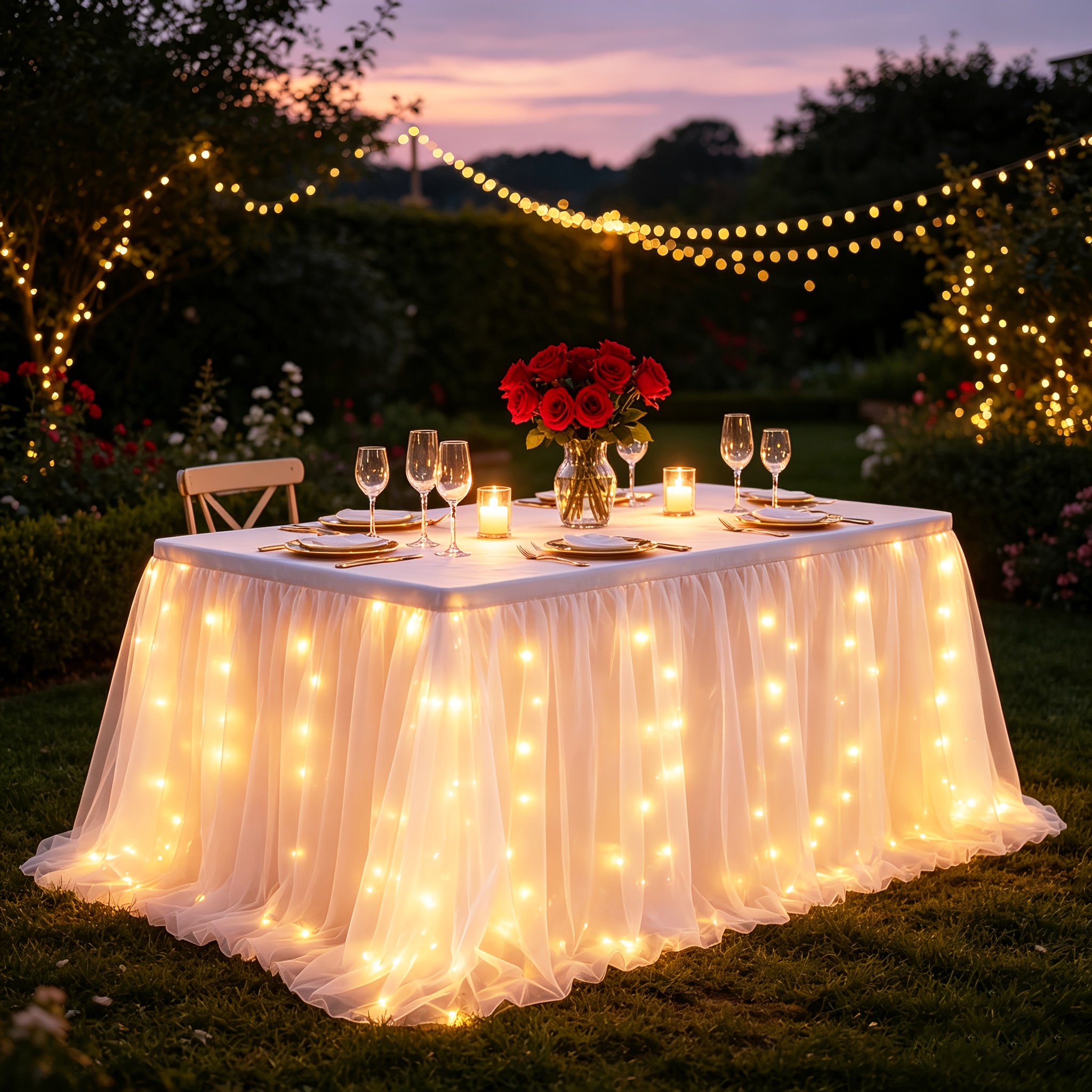White Tulle LED Table Skirt, 6 – Lighting Decor For Diwali recenzja i cena