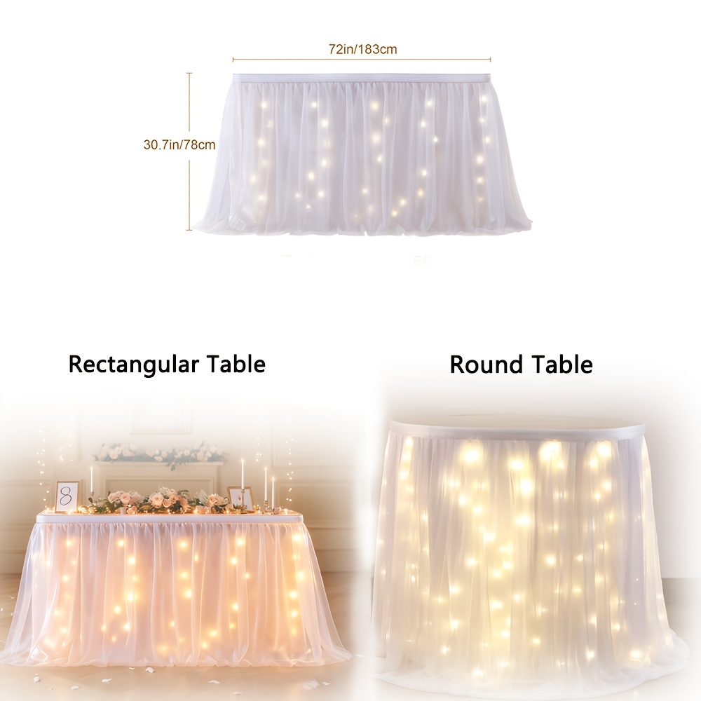 White Tulle LED Table Skirt, 6 – Lighting Decor For Diwali recenzja i cena
