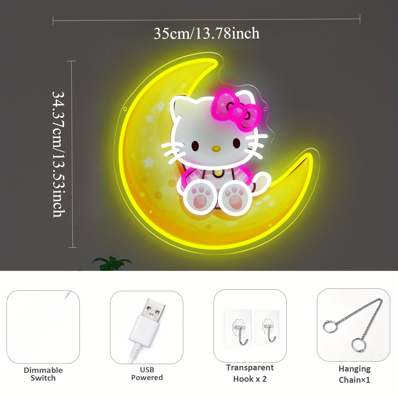 Hello Kitty on Moon Yellow Cut – Lighting Room Decor Items recenzja i cena