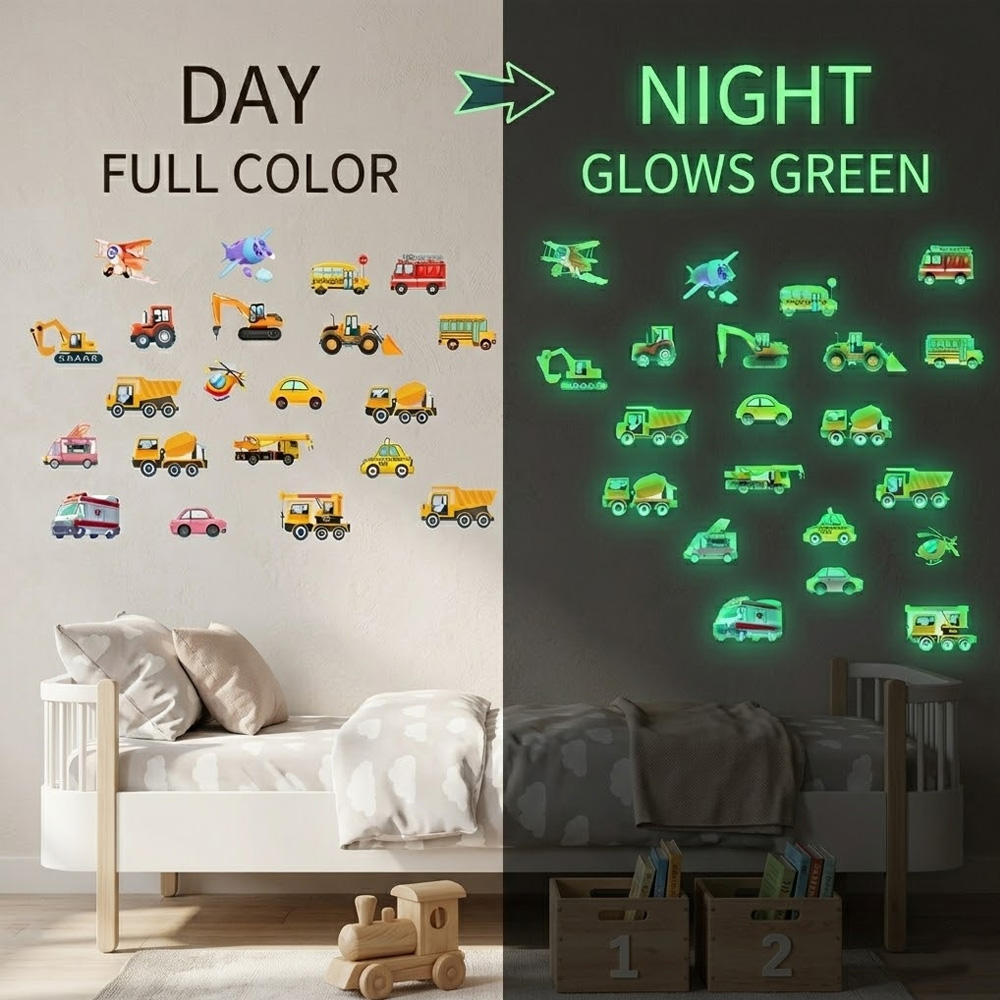 Luminous Car Wall Sticker 21Pc – Lighting Mcqueen Bedroom Decor recenzja i cena