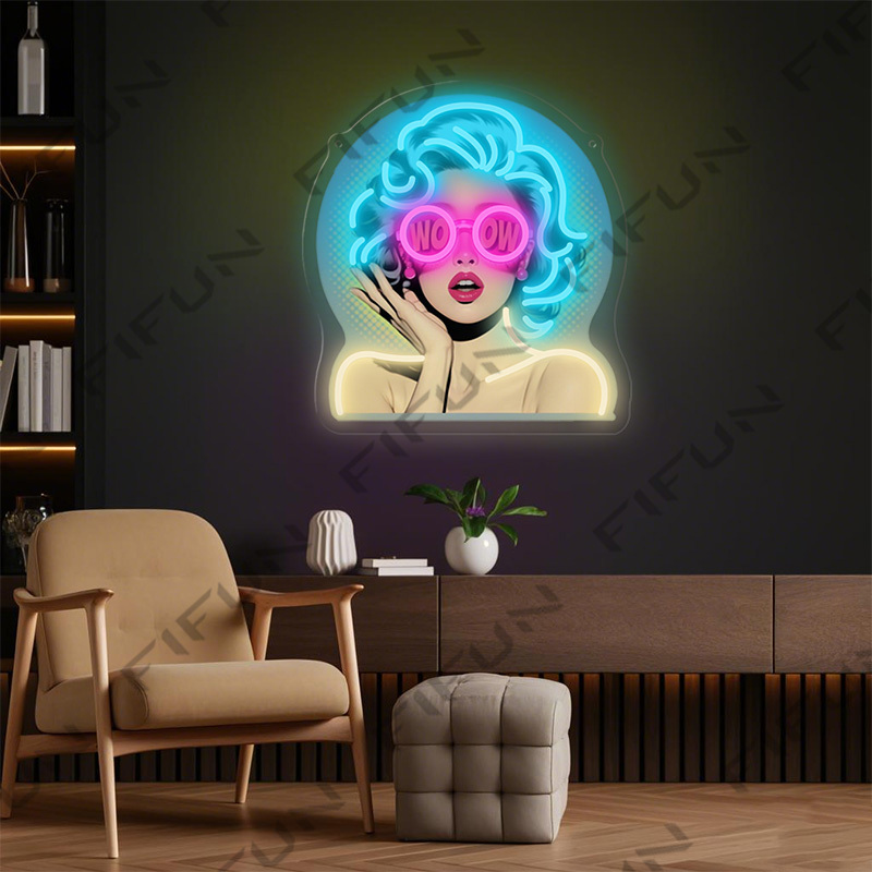 WOW Curl Girl Neon Sign UV Pri – Lighting Decor Wow recenzja i cena
