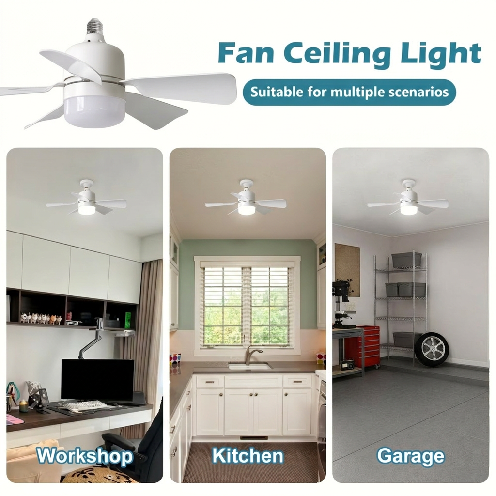 Modern LED Ceiling Fan Light w – Garage Lighting Decor recenzja i cena