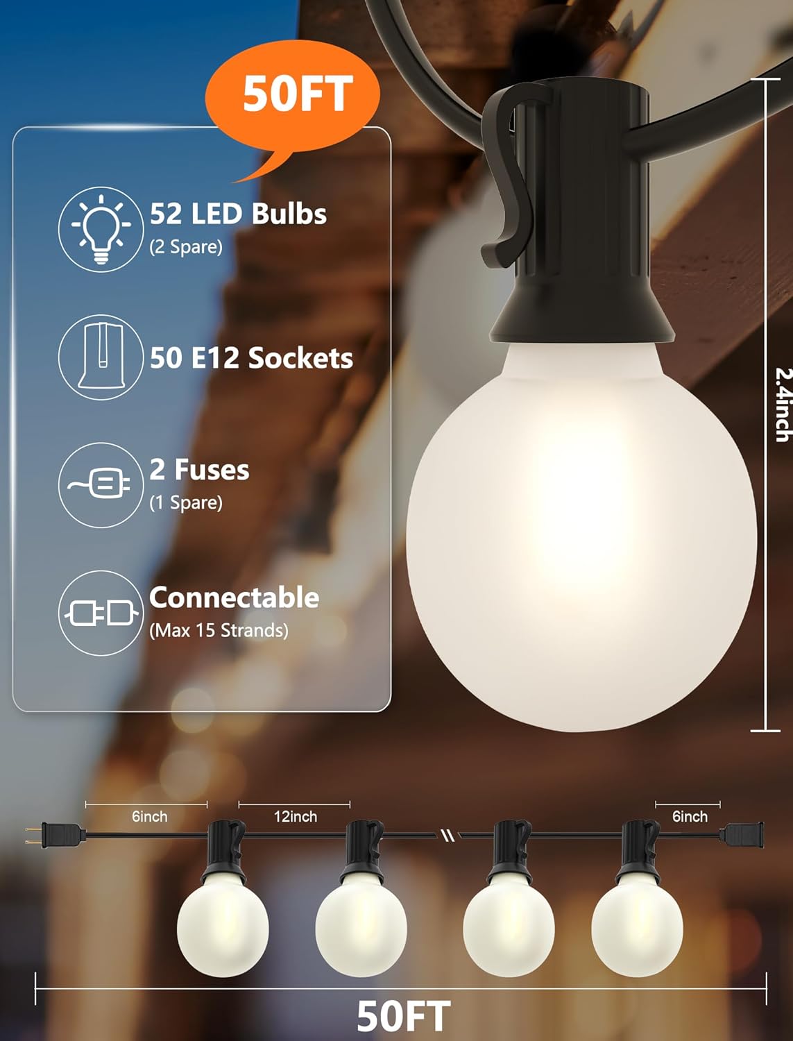50FT Outdoor String Lights wit – String Light Outdoor recenzja i cena