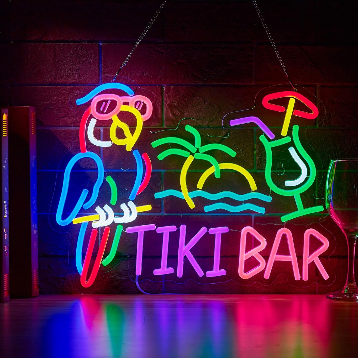 Tiki Bar Parrot Palm Tree Neon – Lighting Decor For Bedroom recenzja i cena