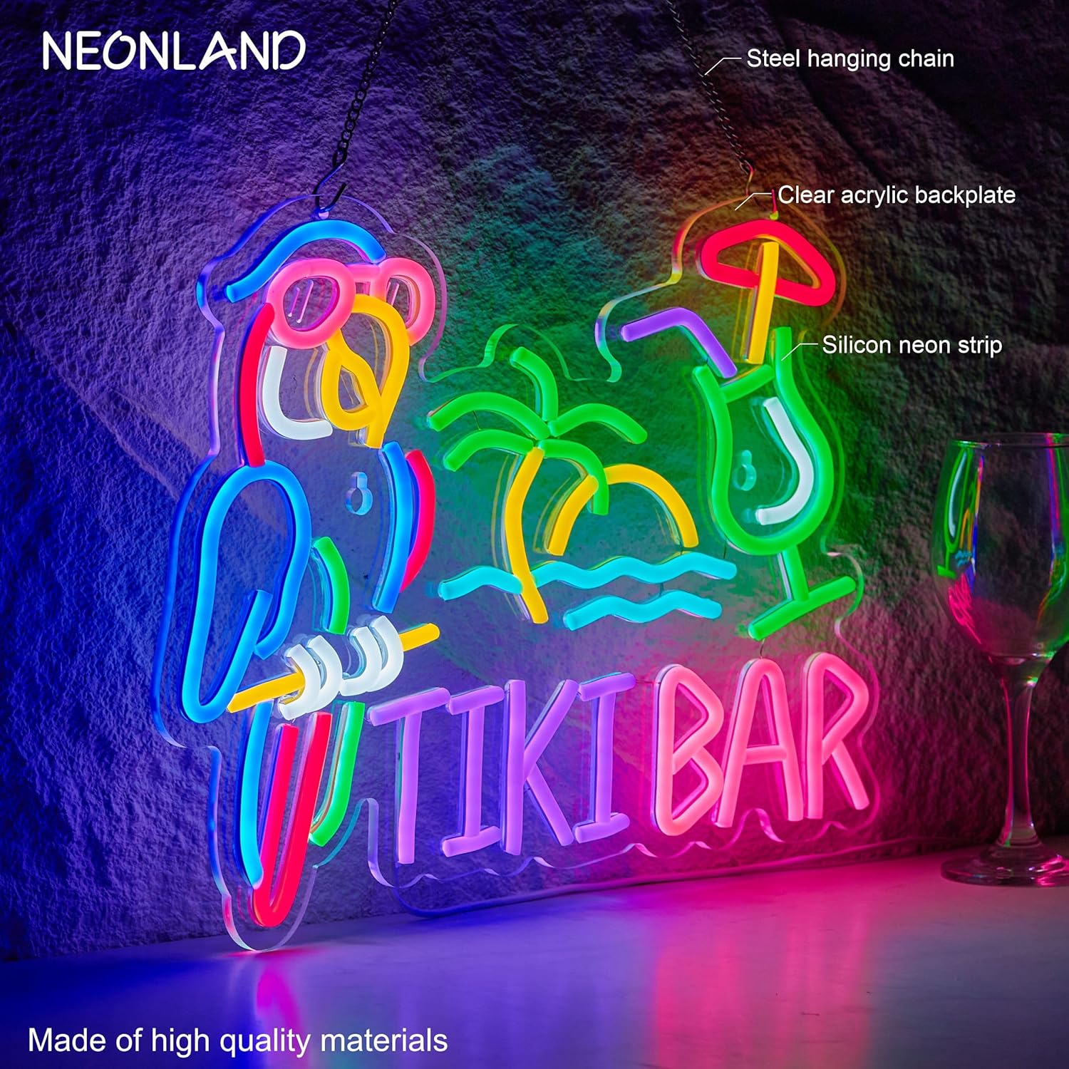 Tiki Bar Parrot Palm Tree Neon – Lighting Decor For Bedroom recenzja i cena