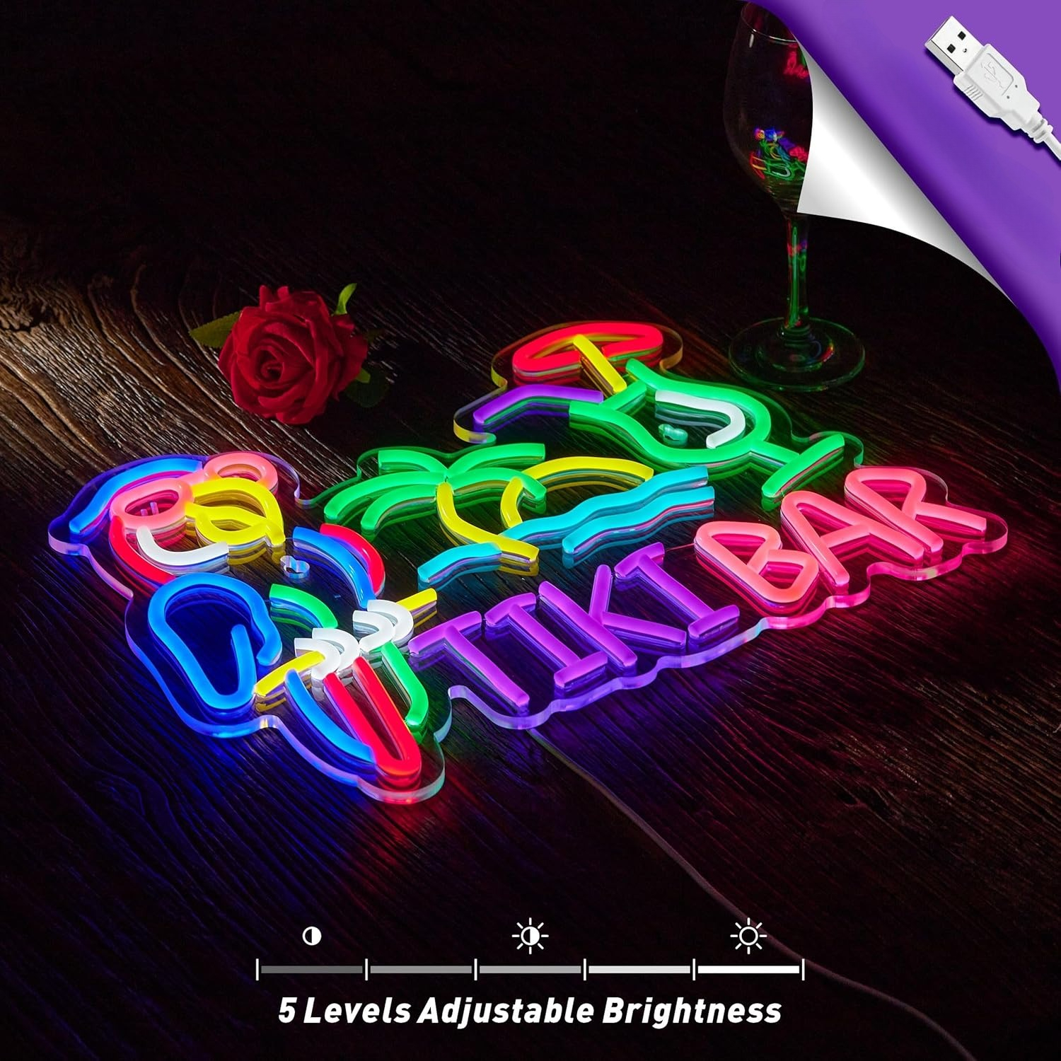Tiki Bar Parrot Palm Tree Neon – Lighting Decor For Bedroom recenzja i cena