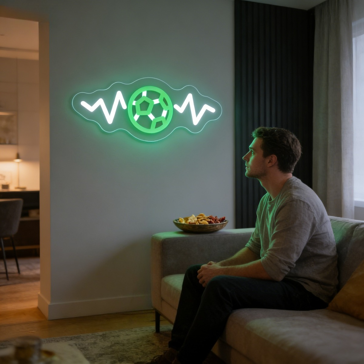 WOW Football Neon Sign LED Gre – Lighting Decor Wow recenzja i cena