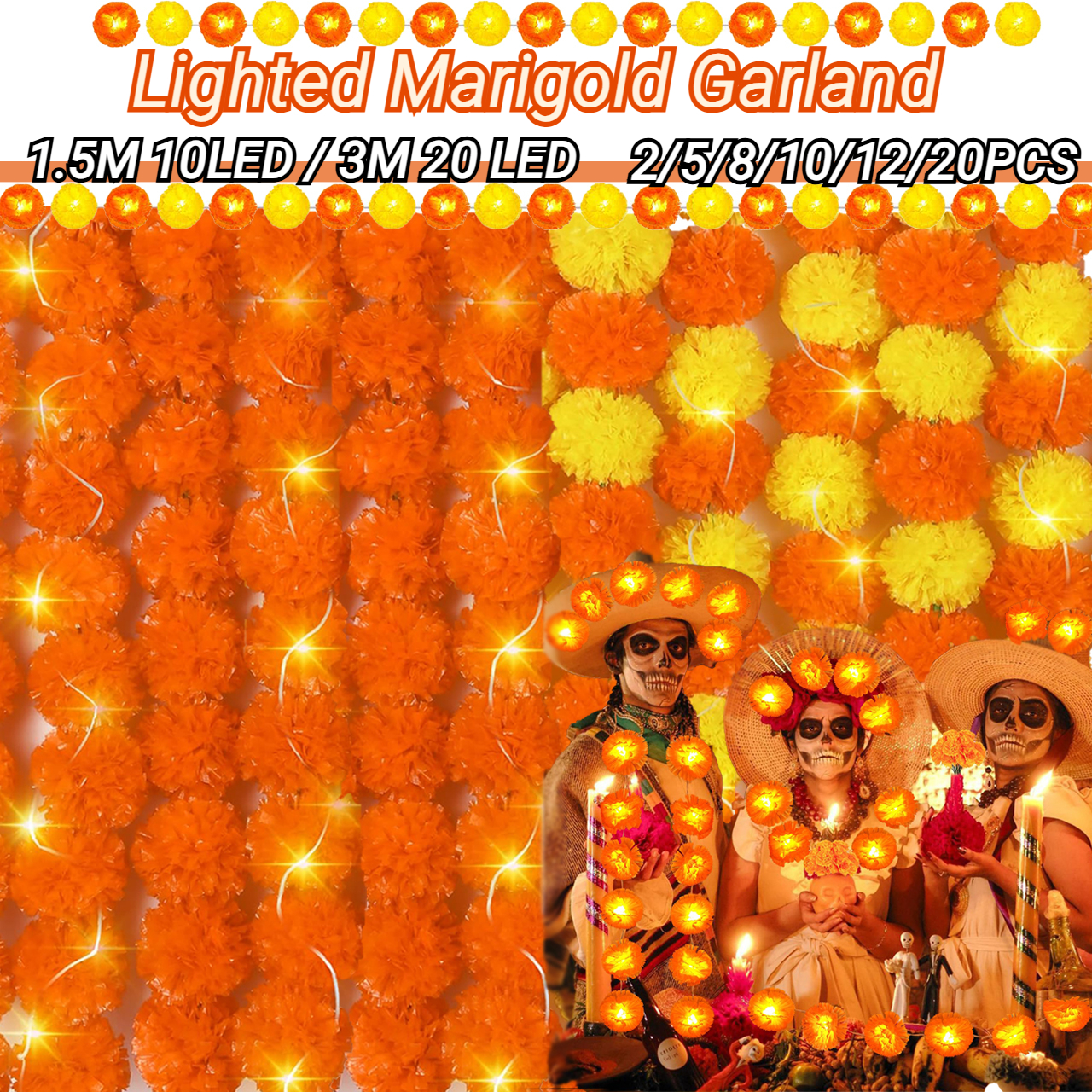2-20PCS Lighted Marigold Garla – Lighting Decor For Diwali recenzja i cena
