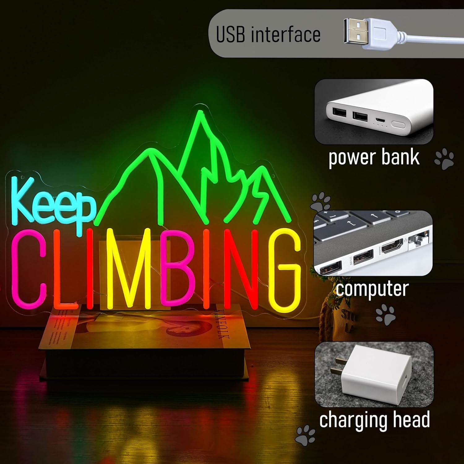 Keep Climbing Neon Sign USB Le – Garden Lighting Decor recenzja i cena