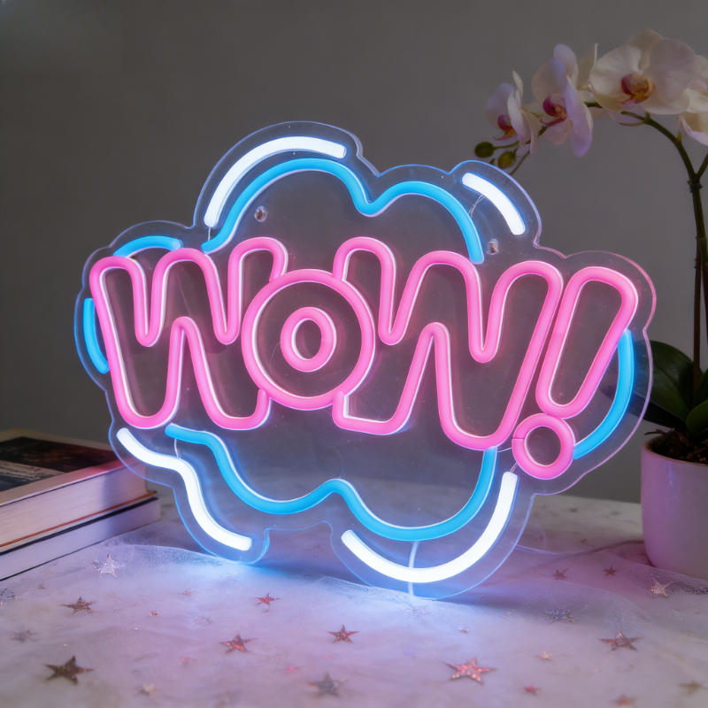 WOW Neon Sign LED Night Light  – Lighting Decor Wow recenzja i cena