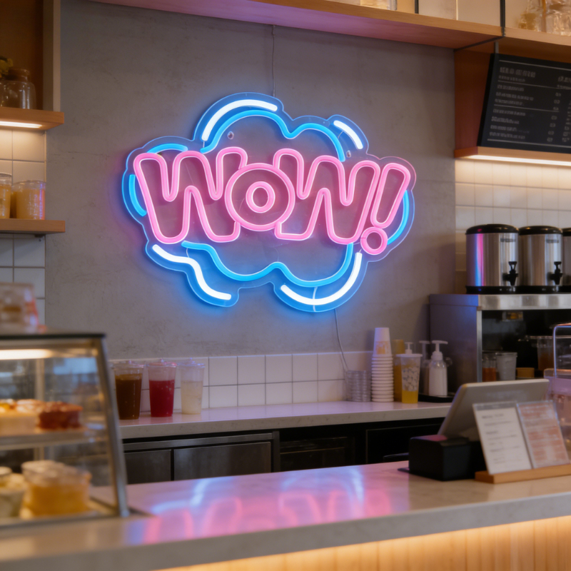 WOW Neon Sign LED Night Light  – Lighting Decor Wow recenzja i cena